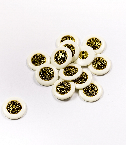 Rim Brass Button Size 30l x10 White
